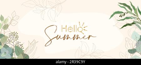 Hallo Sommer abstrakte Kunstvektorbeige Hintergrund. Stock Vektor