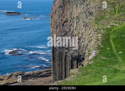 Blick auf die Basalt-Säulen-Felsformation Staffa Island Scotland Stockfoto