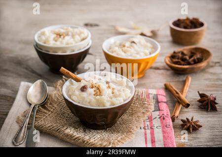 Gewürzter Reispudding Stockfoto
