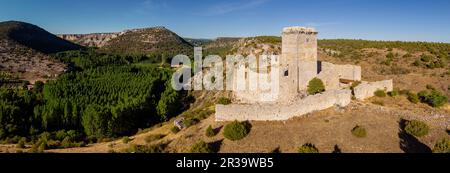 Castillo de Ucero, perteneció a la Orden del Tempel, Siglos XIII y XIV, Soria, Comunidad Autónoma de Castilla, Spanien, Europa. Stockfoto