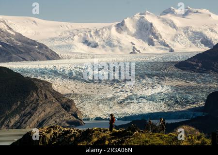 glaciar Grey, valle del lago Grey, Trekking W, Parque nacional Torres del Paine, Sistema Nacional de Áreas Silvestres Protegidas del Estado de Chile. Patagonia, República de Chile, América del Sur. Stockfoto