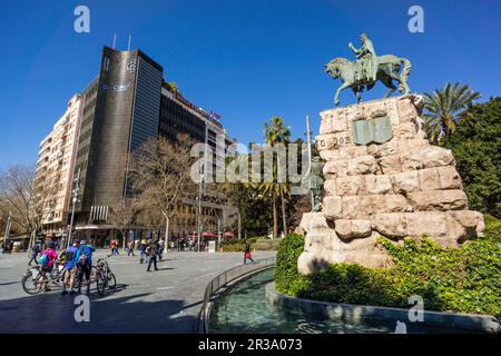 Estatua Ecuestre de Jaime I, Enric Clarasó, 1927, Bronce, Plaza de España. Palma, Mallorca, Balearische Inseln, Spanien, Europa. Stockfoto