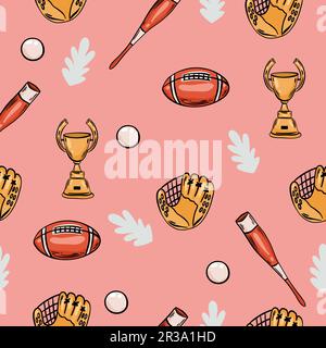 American Football und Rugby Vector Emoji sind Illustrationen. American Football und Rugby Emoticons nahtloses Muster. Stock Vektor