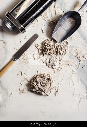 Buchweizen-Soba-Nudeln Stockfoto