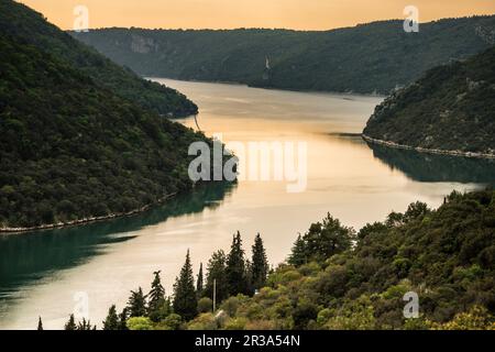 Canal de Lim, Limski-Kanal, Halbinsel Istrien, Croacia, Europa. Stockfoto