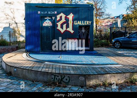 21er Gallery Street Art Wall in Moabiter Stadtgarten, Moabit City Garden, Siemensstraße, Moabit, Mitte, Berlin Stockfoto