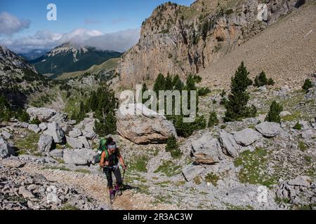 Foyas del Ingeniero, Ruta de Las Golondrinas, Barranco de Petrechema, pirineos, occidentales, Huesca, Aragón, Spanien, Europa. Stockfoto