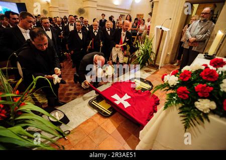 Misa vespertina - Vespres-, Ermita de Sant Joan Gran. Fiestas de Sant Joan. Ciutadella. Menorca, Islas Baleares, españa. Stockfoto