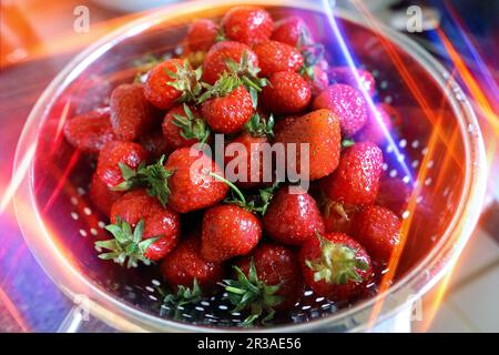 Erdbeeren mit Lichtreflexen Stockfoto