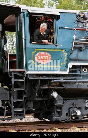 Pretoria, Südafrika, Oktober 01, 2009, Rovos Rail Dampfzug und Treiber Stockfoto