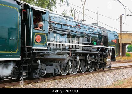 Pretoria, Südafrika, Oktober 01, 2009, Rovos Rail Dampfzug und Treiber Stockfoto