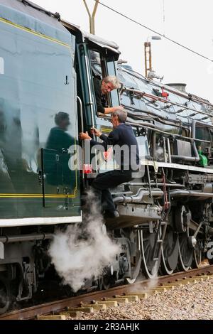 Pretoria, Südafrika, Oktober 01, 2009, Rovos Rail Dampfzug und Treiber Stockfoto