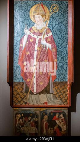 St. Nicolau als Bischof gekleidet, Gabriel Moger, 1407-1410, Tempera auf Holz, Kirche Roser Vell, Mallorca, Spanien. Stockfoto