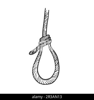 Eine Schlinge mit Henkerknoten, eine Kritzelvektordarstellung Stock Vektor