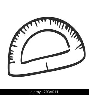 Geometrisches Lineal skizzieren. Handgezeichnetes Doodle-Symbol. Symbol für Zeichen. Stock Vektor