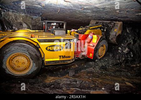 Unterirdischer Platin-Palladium-Bergbau und Ausrüstung Stockfoto