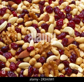 Trail Mix mit Cranberrys (füllt das Bild aus) Stockfoto