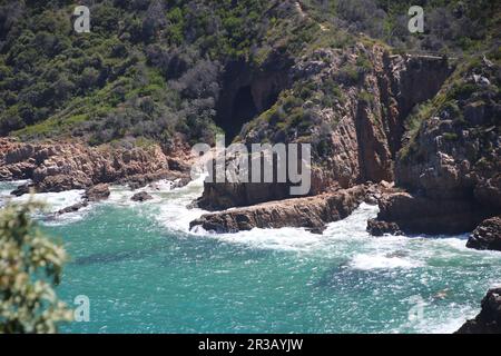 Knysna Heads South Africa, von der Aussichtsplattform genommen, ein muss für Touristen. Stockfoto