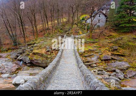 Lavertezzo Village in Valle Verzasca, schweizer Alpen, Schweiz Stockfoto