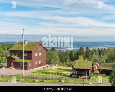Die Heftye Villa, ein Haus, erbaut von Thomas Heftye, einem norwegischen bankier und Outdoor-Enthusiasten, im Jahr 1867 in Frognerseteren, in der Nähe der Skisprungschanze Holmenkollen, Stockfoto