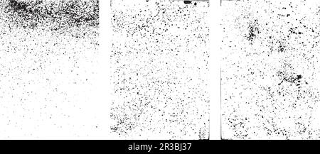 Sammlung von Spritztexturen, echten handgefertigten Strichen, Spritzlackierungen. Satz von Vektorkonturen in schwarzer Farbe Stock Vektor