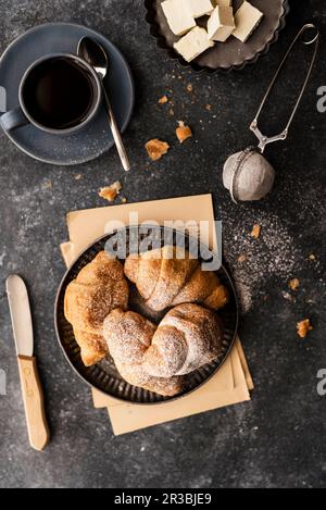 Frühstücksbutter Croissants Stockfoto