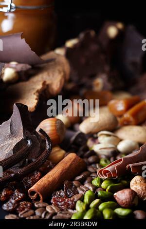 Zusammensetzung mit Zutaten für Gebäck Stockfoto