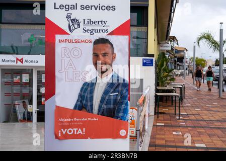 Impulsemos-Kandidat für die spanischen Kommunalwahlen 2023 in Ciudad Quesada für die Region Rojales, Spanien. Wählen Sie Alejandro Bernabé Viudes Stockfoto