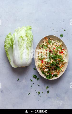 Chinesischer Kohlsalat mit Sesamdressing Stockfoto