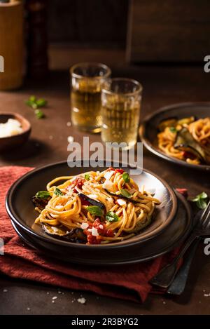 Pasta alla Norma Stockfoto