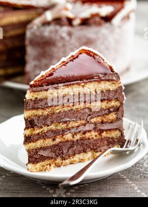 Ein Stück Dobo-Kuchen Stockfoto