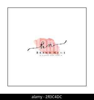 HN ursprüngliches Logo im Signature-Stil für Fotografie und Modegeschäft – Vektor des Signature-Logos in Aquarell Stock Vektor
