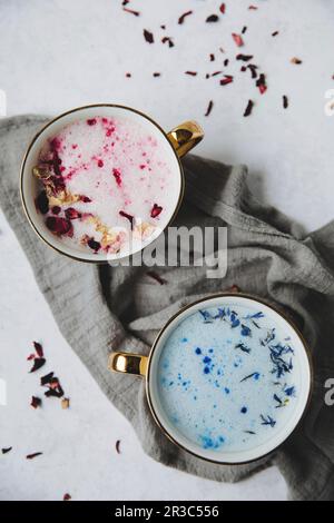 Mondmilch, blau und rosa Stockfoto