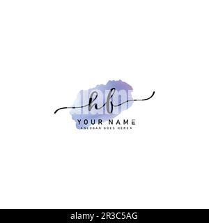 Einfaches Signature-Logo für Alphabet HF – Signature für Fotografie und Modegeschäft mit Aquarell Stock Vektor