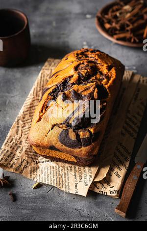 Marmorschokolade und Kürbiskuchen Stockfoto