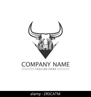 Bull-Logo und Hornabzeichen Logo-Symbolschild Stock Vektor