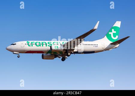 Transavia France Boeing 737-800 Flugzeuge Athen Flughafen in Griechenland Stockfoto