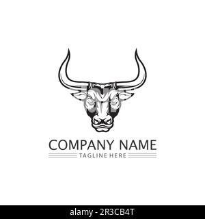 Bull-Logo und Hornabzeichen Logo-Symbolschild Stock Vektor