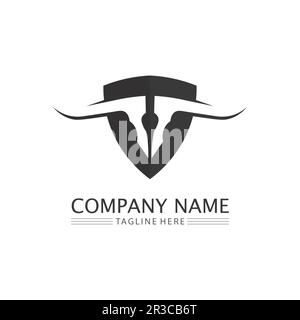 Bull-Logo und Hornabzeichen Logo-Symbolschild Stock Vektor