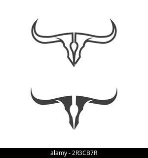 Bull-Logo und Hornabzeichen Logo-Symbolschild Stock Vektor