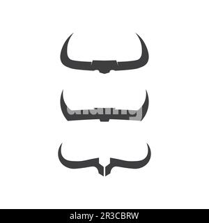 Bull-Logo und Hornabzeichen Logo-Symbolschild Stock Vektor