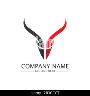 Bull-Logo und Hornabzeichen Logo-Symbolschild Stock Vektor