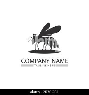 Honig- und Bienensymbol-Logo, Tiermuster und Illustration Stock Vektor