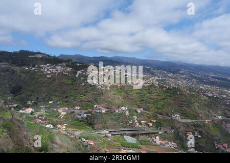 Dörfer und terrassierte Felder, Madeira Stockfoto