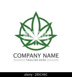 Cannabis-Logo und Marihuana-Blatt-Symbolvektor Stock Vektor
