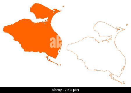 Gemeinde Tholen (Königreich der Niederlande, Holland, Zeeland oder Provinz Seeland) Kartenvektordarstellung, skizzierte Karte Stock Vektor