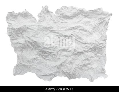 Textur von zerrissenem Papier auf weißem Hintergrund. Ein Stück weißes Papier Stockfoto