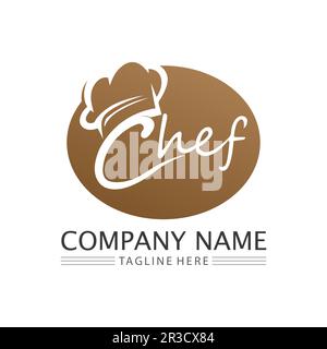 Chef hat Logo und Icon Vector Designvorlage Stock Vektor