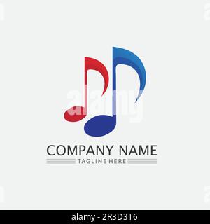 Musiknotiz Symbol Vektorzeichnung Design Schallwellen, Audio, Equalizer, abstrakt, Kopfset Logo Vektordarstellung Designvorlage Stock Vektor
