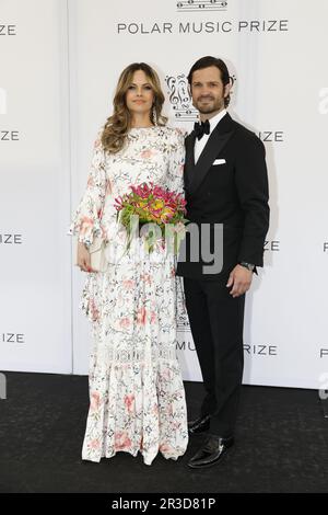 STOCKHOLM 20230523 Prinzessin Sofia und Prinz Carl Philip kommen am 23. Mai 2023 zur Preisverleihung für Polarmusik im Grand Hotel in Stockholm. Ph Stockfoto